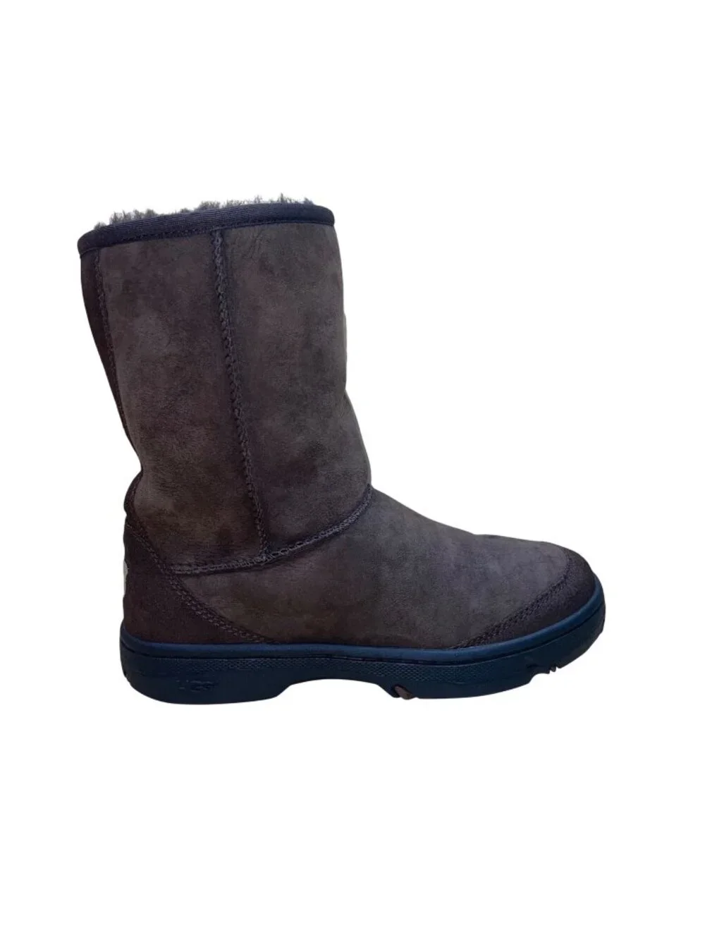 UGG Women’s Brown Suede Mid-Calf Warm Lined  Ultimate Short Boots Size W8
